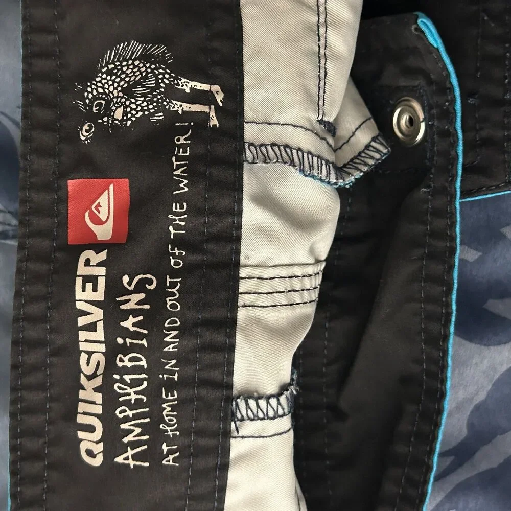 Quiksilver Amphibians Shorts Mens Small Blue Floral Hybrid Boardwalk Swim